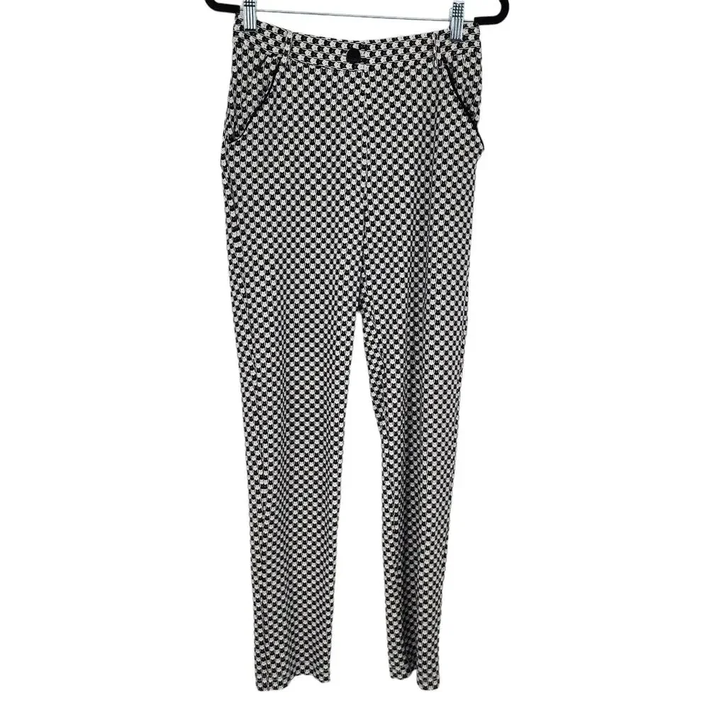 Betabrand Catstooth Chino Herringbone Pants High Waist Cat Print  Size Small